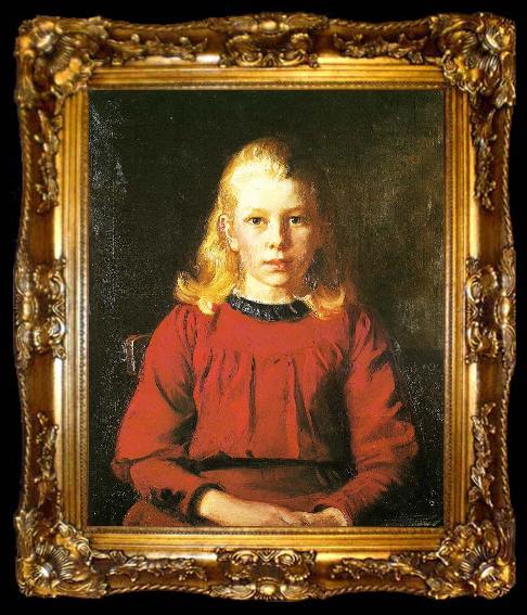 framed  Michael Ancher helga i rod kjole, ta009-2
